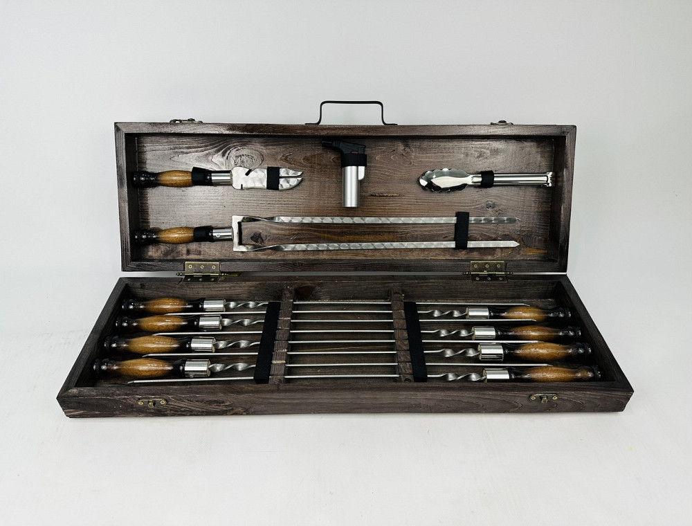 Подарунковий набір шампурів у дерев'яному кейсі ПРЕМІУМ - 2 HAPPY DAYS Тернопіль - фото 1