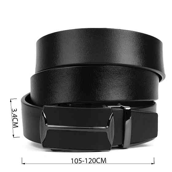 Ремень мужской c затемненным матовым металлом Vintage 20267 Черный Киев