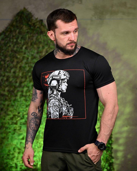 Тактическая потоотводящая футболка Girl black ПП7702 Одесса - изображение 6