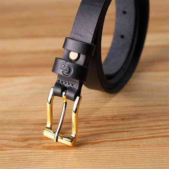 Тонкий кожаный ремень для женщин GRANDE PELLE 22947 Черный Киев