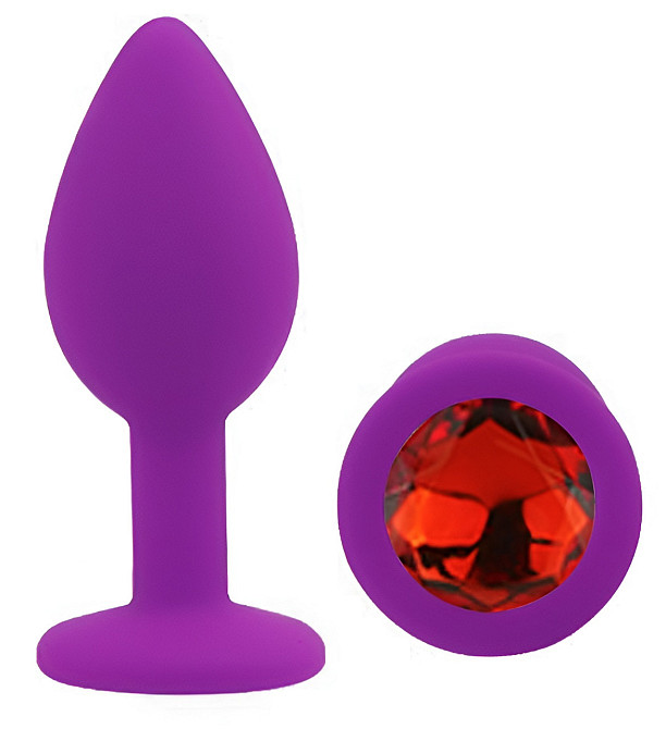 Силіконова анальна пробка EGZO - Silicone Purple Round Plug Red, size S Sex Aura Київ - фото 2
