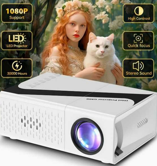 Портативний 4K HD міні-проектор з RGB підсвіткою — домашній кінотеатр Київ - фото 6