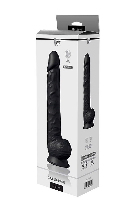 Фаллоимитатор гигантский реалистичный Dreamtoys Real Love на присоске с мошонкой, черный Sex Aura Киев - изображение 6