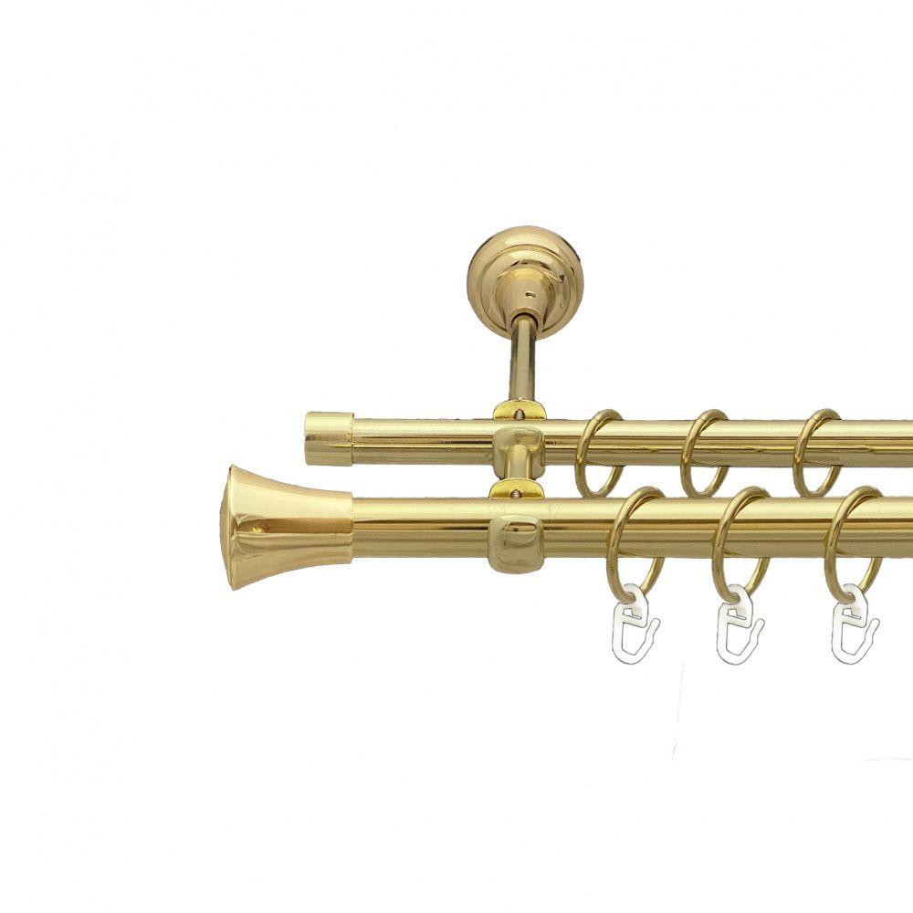 Карниз Orvit Принц металевий дворядний відкритий гладка труба кільце металеве Золото 19\16 мм 240 см (00-00013032) Львів - фото 1