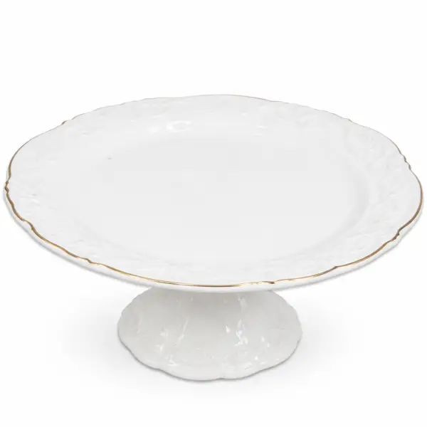 Тортовница фарфоровая на ножке Ø20 см подставка для торта капкейков пирожных, блюдо для десертов праздничная посуда 120-YH-HG045 Киев - изображение 1