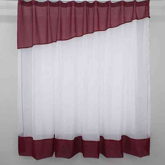 Кухонная занавеска VR-Textil № 047к бордовый с белым 280х170 см (50-397) Киев