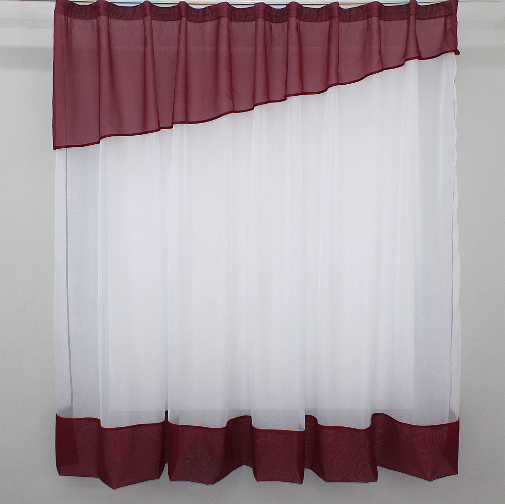 Кухонная занавеска VR-Textil № 047к бордовый с белым 280х170 см (50-397) Киев - изображение 1