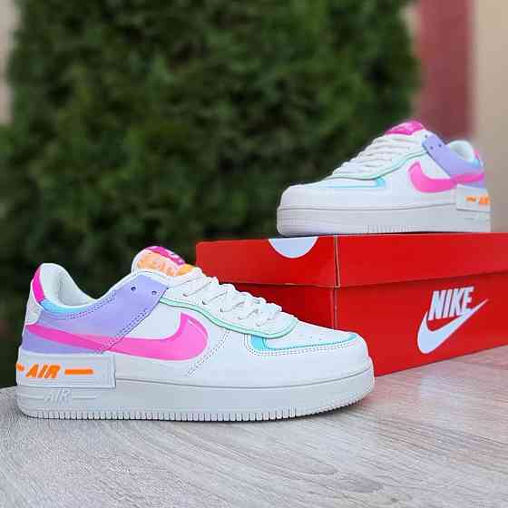 Кроссовки Nike Force Белые Женские Кожаные Найк Форсы Разноцветные Shadow (размеры: 36,37,38,39,40,41) - 51 Днепр