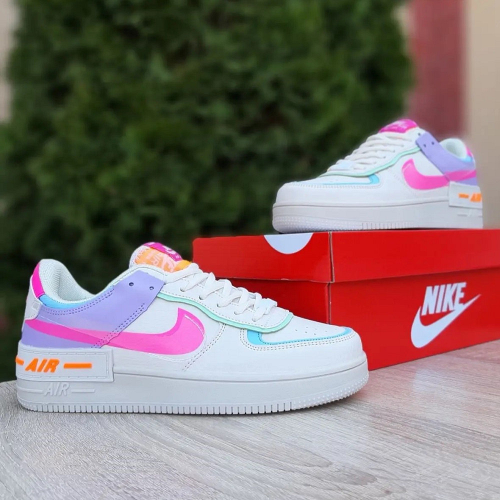 Кросівки Nike Force Білі Жіночі Шкіряні Найк Форси Різнобарвні Shadow (розміри: 36,37,38,39,40,41) - 51 Дніпро - фото 2