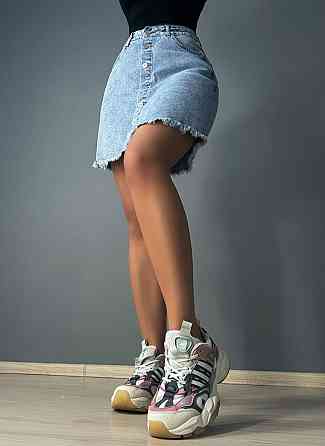 Шорти-спідниця жіночі Vanver 227 джинсові на гудзиках з бахромою блакитні, блакитний, 33, 33, 90 см, 118 см Київ