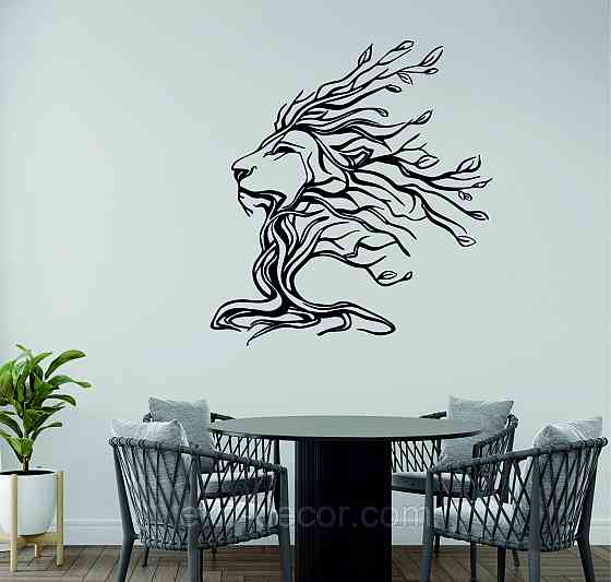 Декоративное настенное 3D Панно «Лев» Декор на стену с объемом 90*83 см, Черный Киев