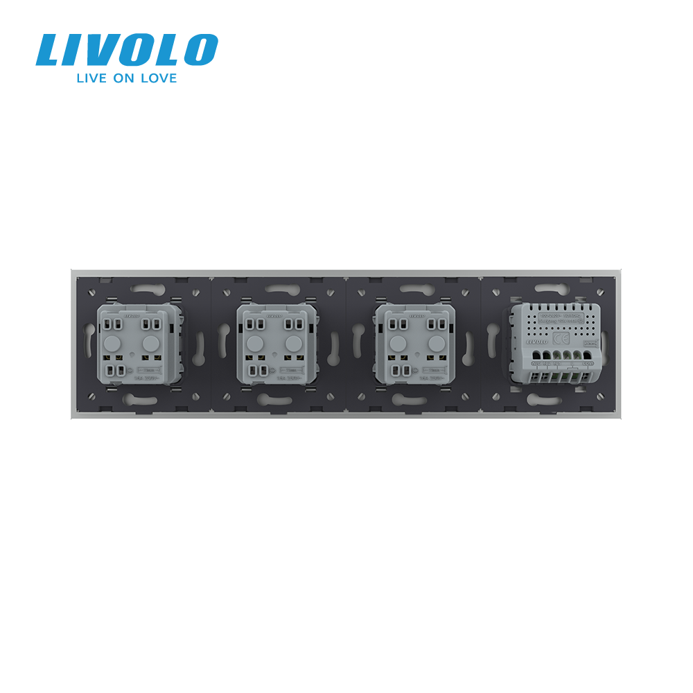 Сенсорний вимикач 1 сенсор 3 розетки Livolo сірий скло (VL-C701/C7C3EU-15) Коломыя - изображение 5