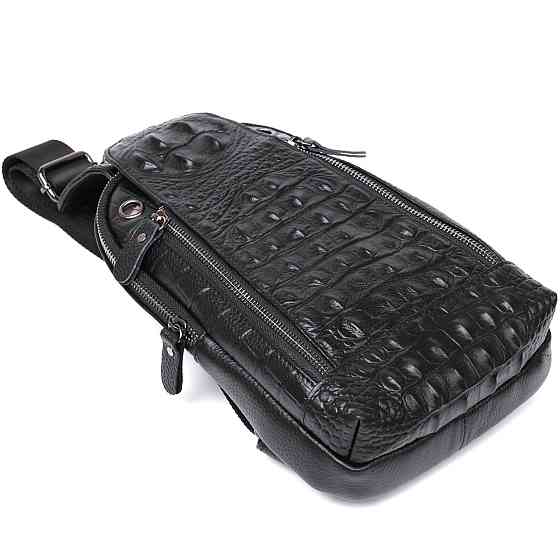 Молодіжна шкіряна чоловіча сумка через плече Vintage 20671 Чорний Київ