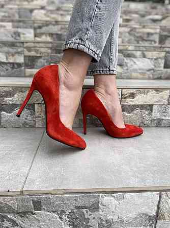 Туфлі жіночі M-LUX червоні натуральна замша каблук 10.5 см 38 р. (91020) Коломия
