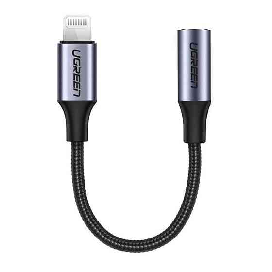 Перехідник UGREEN US211 Lightning M/F Round Cable Aluminum Shell with Braided 10cm (Black)(UGR-30756) (UGR-30756) Київ
