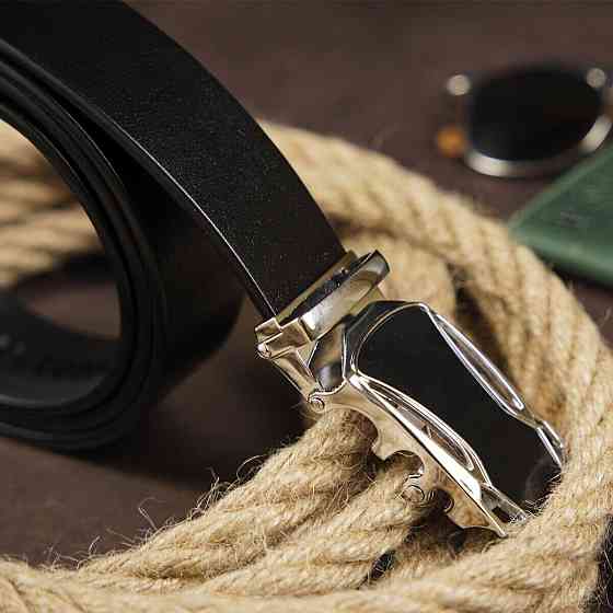 Ремінь чоловічий з пряжкою автомат з чорною вставкою Чорний (Vintage) Київ