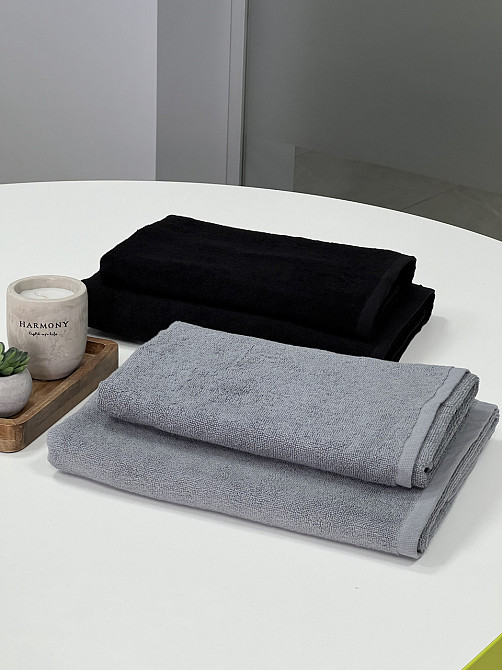 Полотенце махровое Ideal Textile 50х90 см плотное с коротким ворсом 450 г/м2 Черный Черновцы - изображение 6