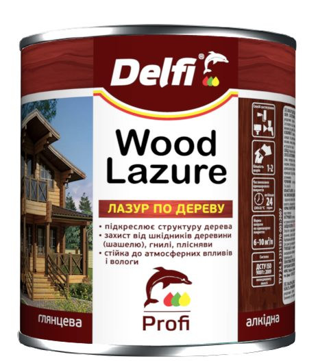 Лазур для дерева DELFI червоне дерево 2,3 л Киев - изображение 1