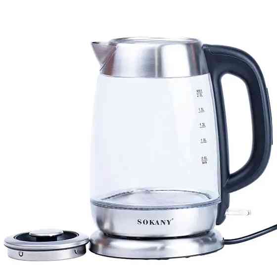 Sokany Електрочайник Sokany SK-SH-1069 Electric Kettle 2000W 2l прозорий чайник Коломыя