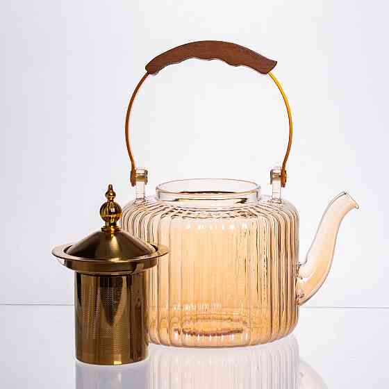 Набір для заварювання чаю зі скляним чайником та 6 чашок, коричневий 64486-38 Київ