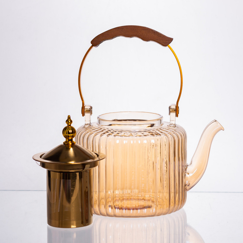 Набір для заварювання чаю зі скляним чайником та 6 чашок, коричневий 64486-38 Київ - фото 3