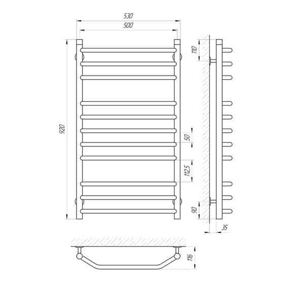Водяна сушарка для рушників Laris Вікторія П11 500x900 Київ
