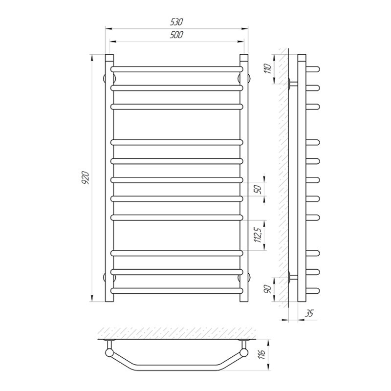 Водяна сушарка для рушників Laris Вікторія П11 500x900 Київ - фото 6