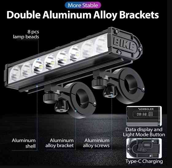 Супер Яркая велосипедная фара фара 8 LED 10000mAh Одесса