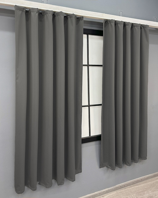 Комплект коротких штор VR-Textil Блекаут Midnight № 1671ш Сірий 140х170 см 2 шт (35-0333) Київ - фото 3