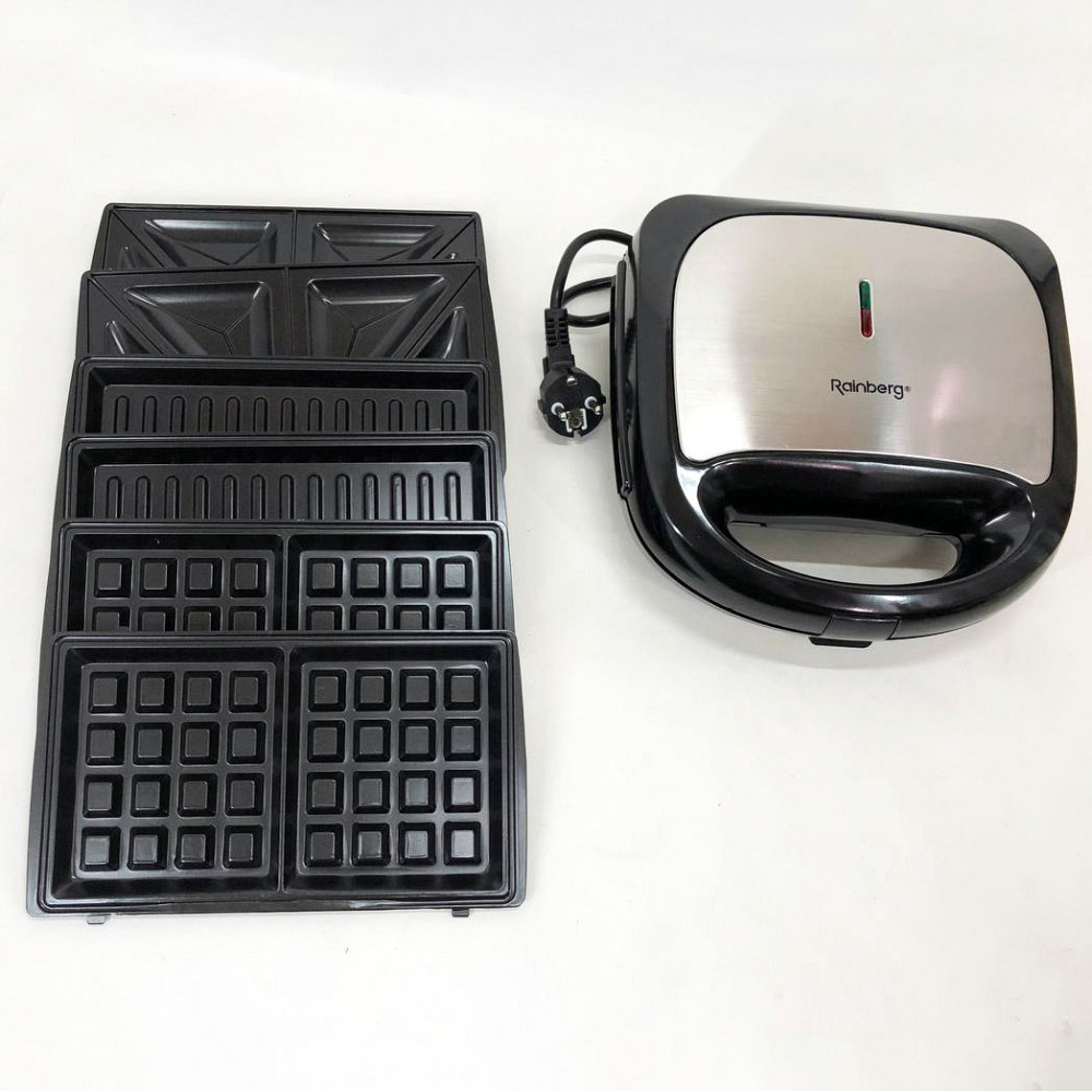 Сендвічниця бутербродниця зі змінними панелями, Гриль решітка для смаження м'яса, Сендвічниця 4в1 BO-63 Івано-Франківськ - фото 9