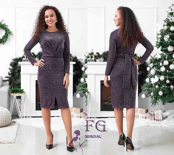 Нарядное платье миди с люрексом 