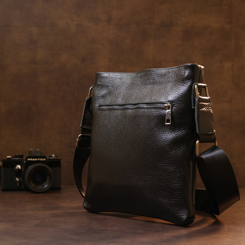 Кожаная добротная мужская сумка через плечо Черный (SHVIGEL) Киев - изображение 3