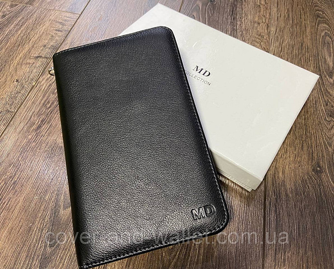 Великий чоловічий клатч на блискавці з ручкою з натуральної шкіри MD Leather 7m-179 Київ - фото 8