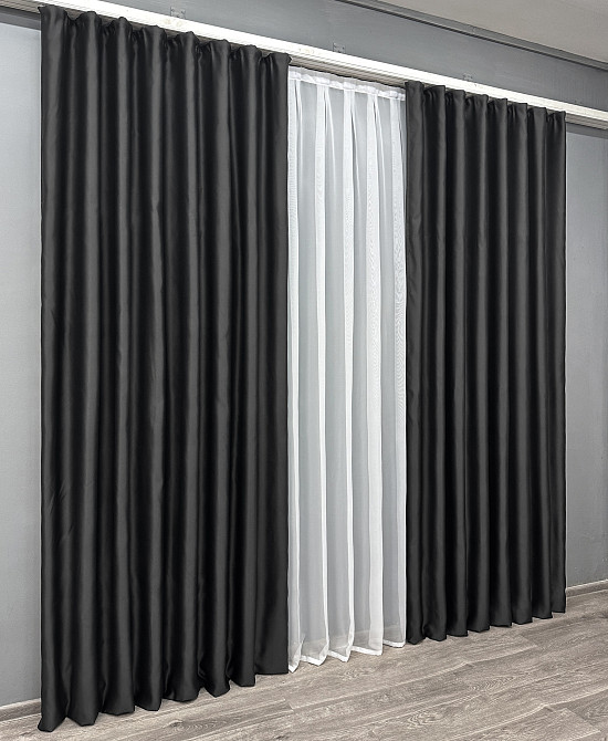 Комплект готовых штор VR-Textil Bagema Rvs № 1895ш Черный 200х290 см 2 шт (32-273) Киев - изображение 4