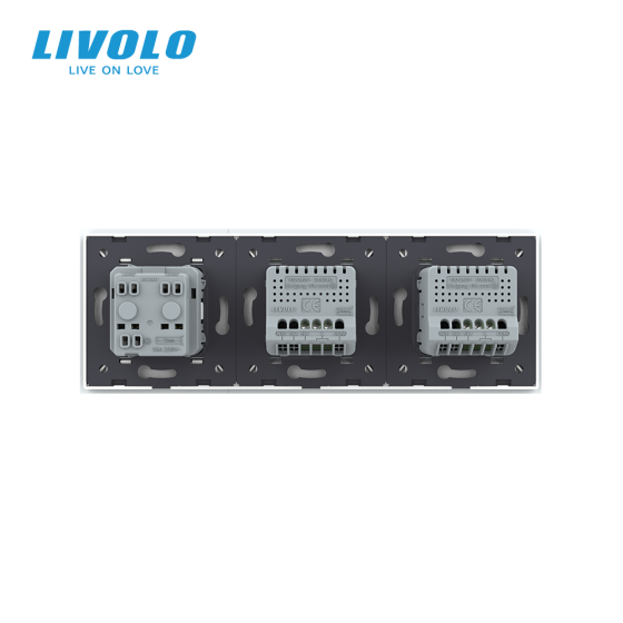 Сенсорний вимикач 2 сенсора (1-1) 1 розетка Livolo білий скло (VL-C701/C701/C7C1EU-11) Коломыя