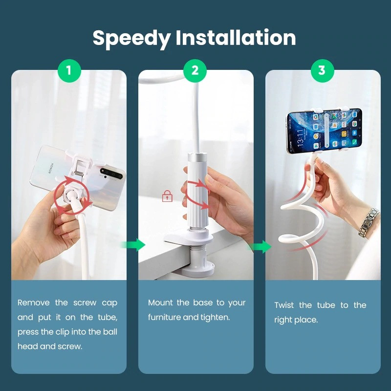 Гнучкий механічний тримувач/підставка для смартфона Ugreen LP133 (Білий) Николаев - изображение 5