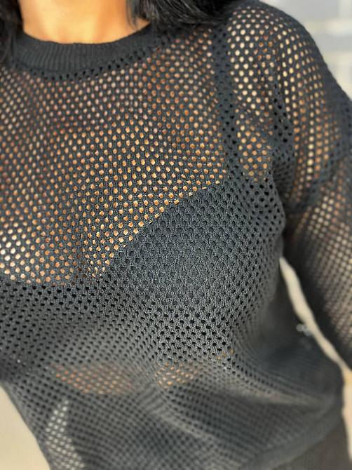 Костюм жіночий Mintas 2418-4208 ажурний сітка прозорий довга спідниця розрізи з регланом one size, чорний, one size Київ - фото 13