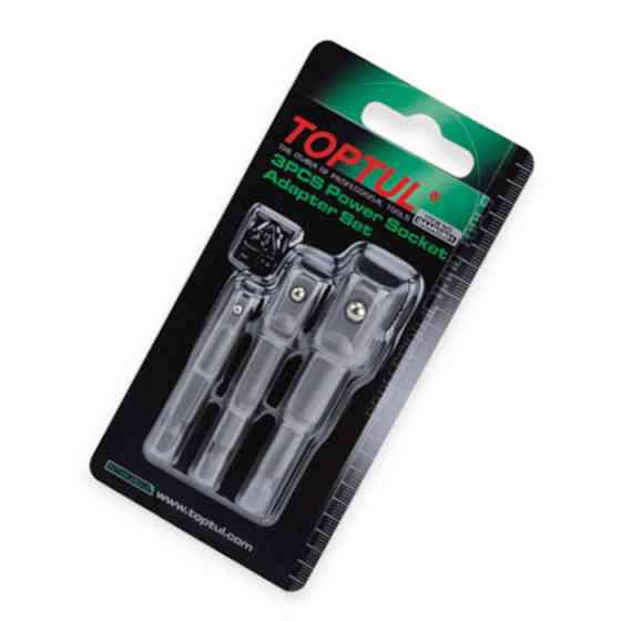 Набір перехідників під шуруповерт для торцевих головок 3шт з 1/4" на 1/4", 3/8", 1/2" (блістер) Мукачево