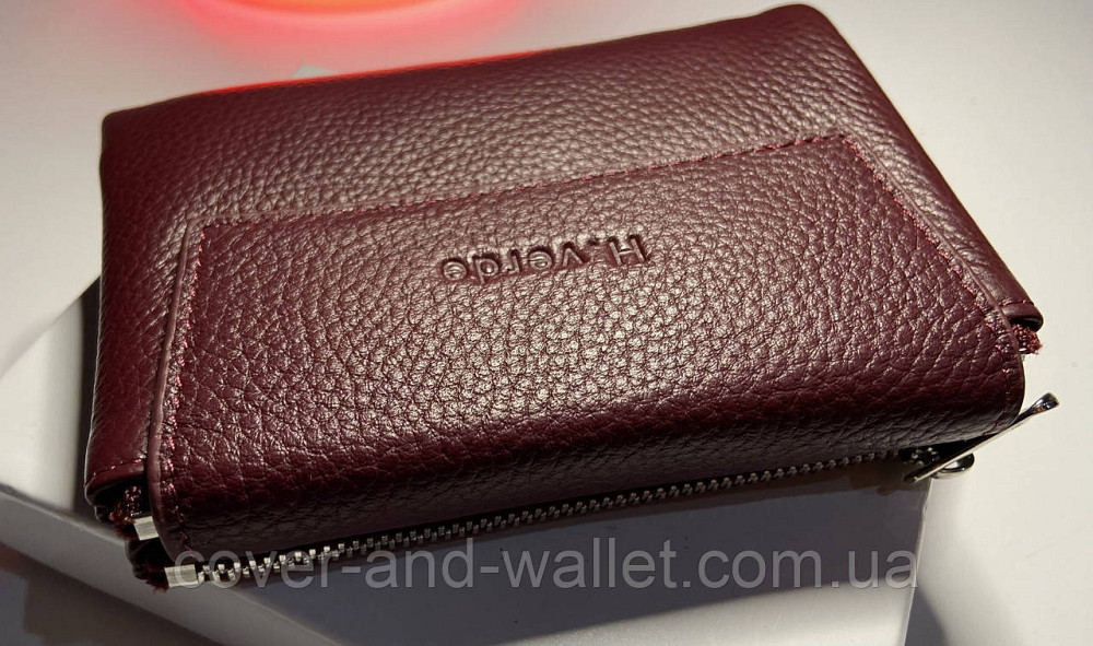 Стильний жіночий шкіряний гаманець марсалового кольору невеликого розміру Helen Verde 232 Київ - фото 2