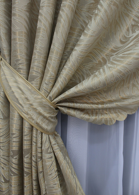 Комплект готових штор VR-Textil Жакард Magic № 1605ш Бежевий 145х270 см 2 шт (33-0468) Киев - изображение 5