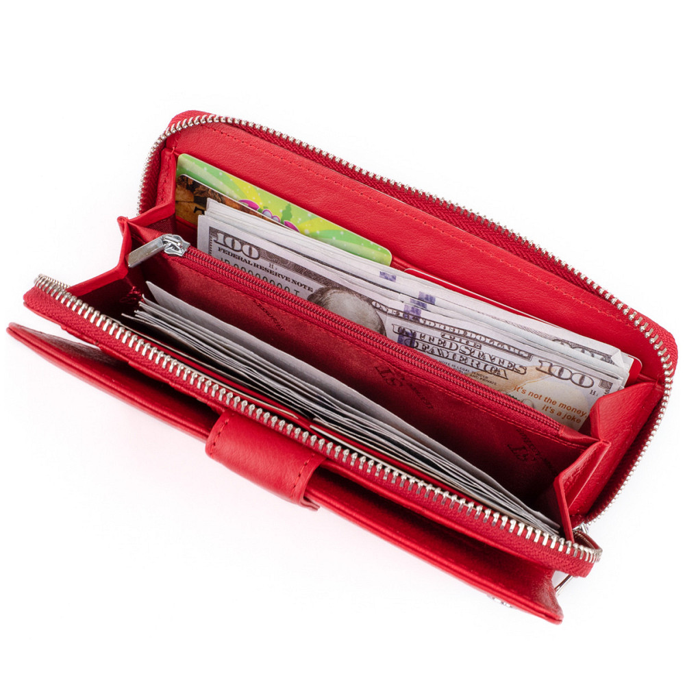 Жіночий шкіряний гаманець для карток та купюр ST Leather 19306 Червоний Київ - фото 16