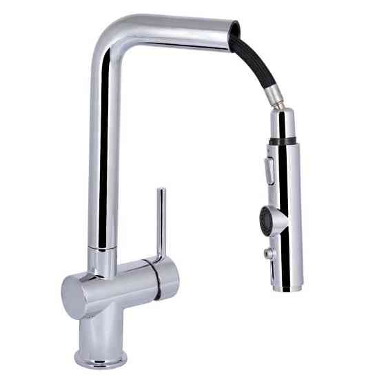 Смеситель для кухни Qtap Rozcesti с выдвижным изливом и подключением к фильтру QTROZ367CRM45941 Chrome Киев