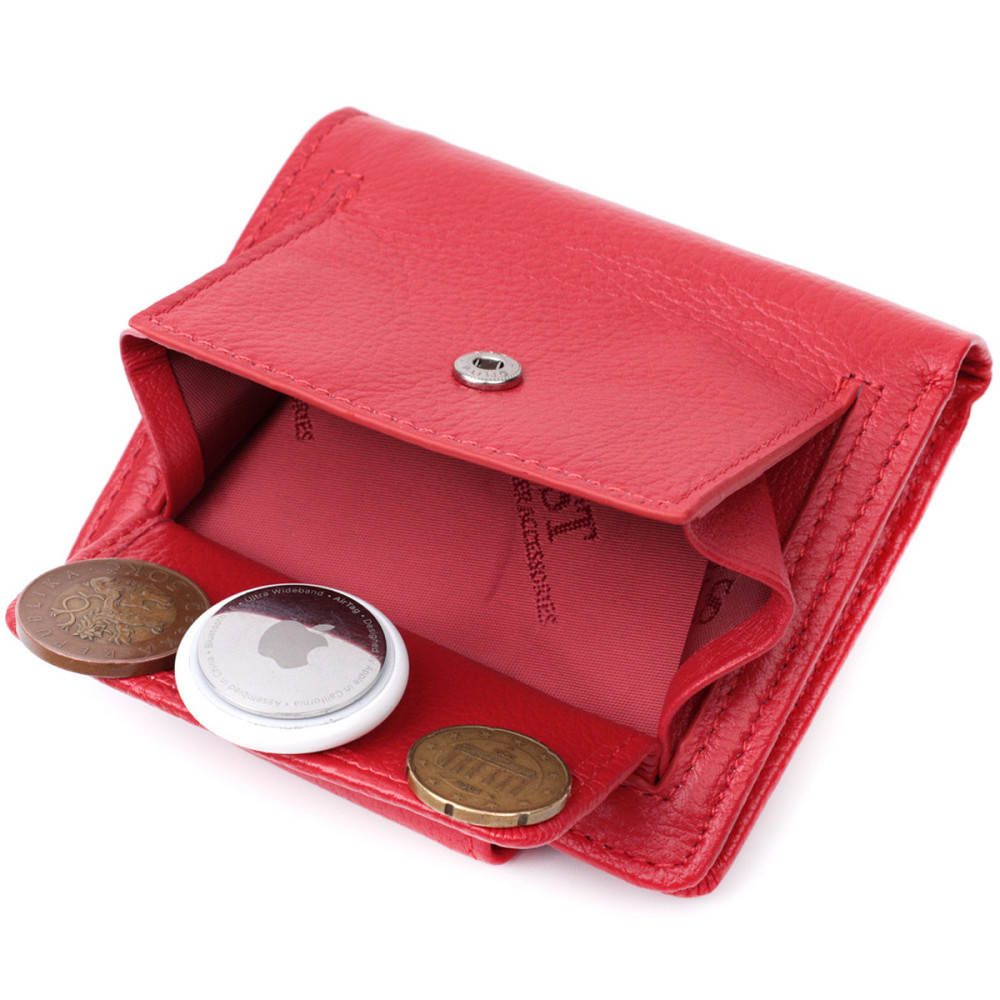 Яскравий гаманець для жінок із кишенею для монет із натуральної шкіри ST Leather 22726 Червоний Київ - фото 7