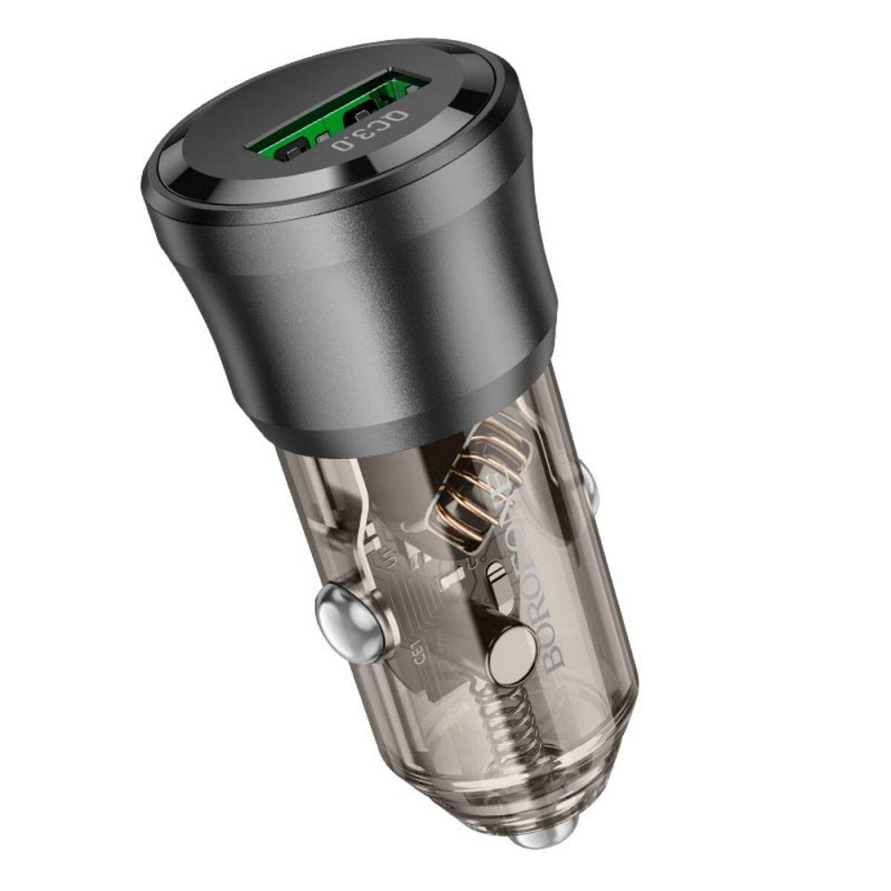 Автомобильное зарядное устройство BOROFONE BZ23 Noble single-port QC3.0 Transparent Black Одесса - изображение 2