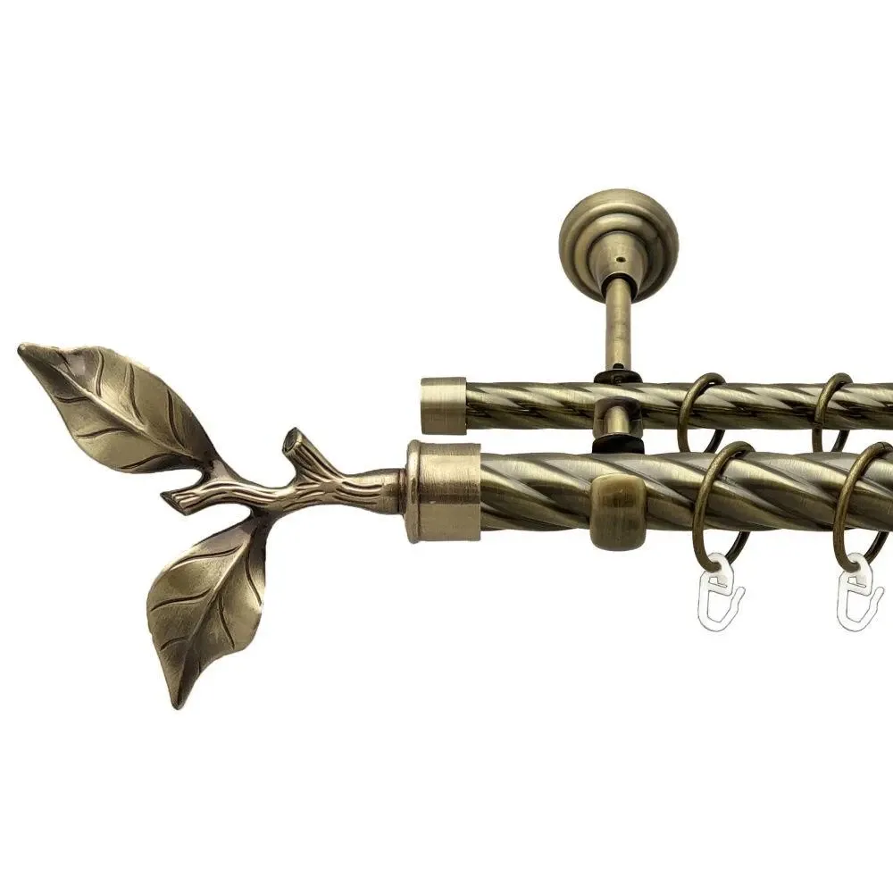 Карниз Orvit Листок Троянди металевий дворядний відкритий скручена труба кільце металеве Антик 25\16 мм 300 см (00-00018068) Львів - фото 1