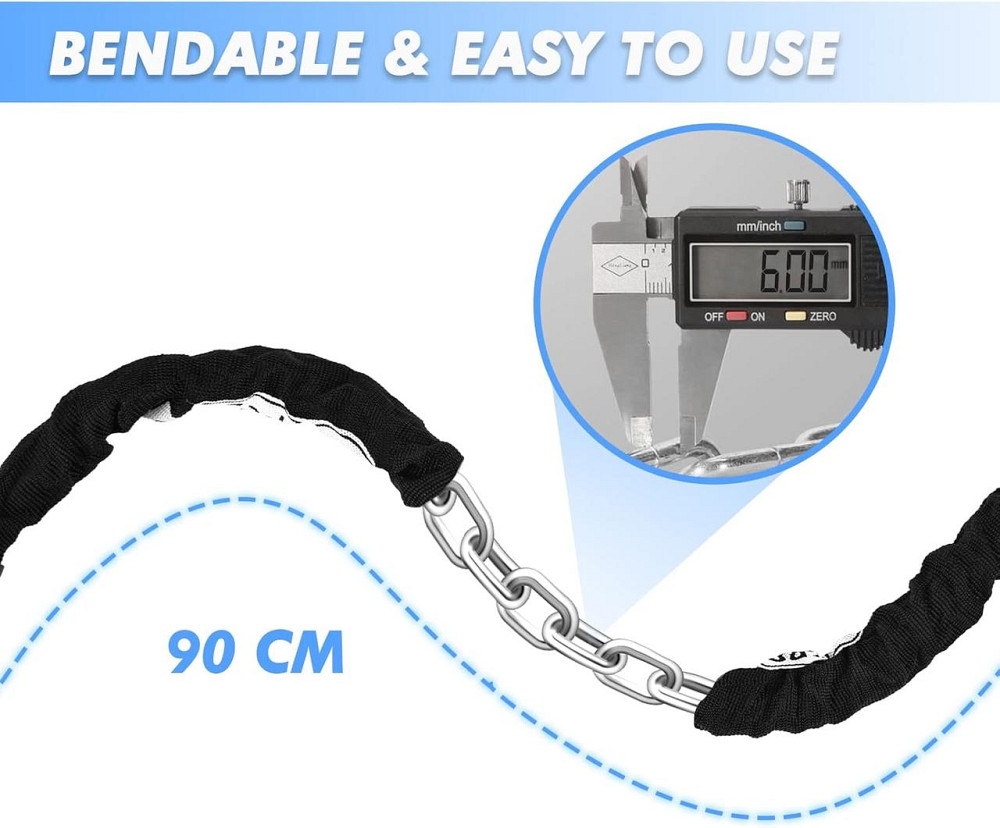 Цепной велосипедный замок Iregro с кодом 90 см, стальной, кодовый замок для электросамоката, мотоцикла, байка Киев - изображение 6