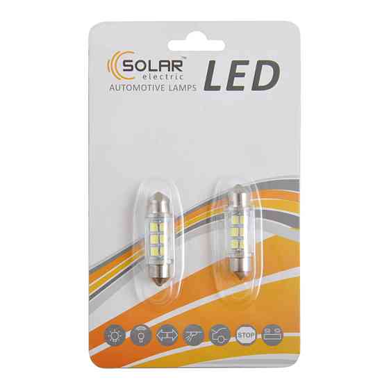 LED автолампа Solar 12V SV8.5 T11x36mm 6smd 3528 white, 2шт Київ