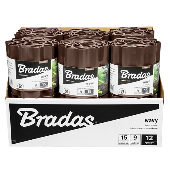Газонний бордюр хвилястий 9м 25см коричневий Bradas, Польща Київ