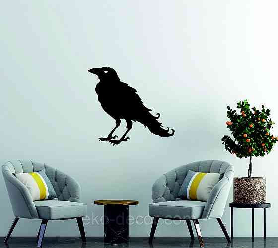Декоративне настінне Панно «Ворон» Декор на стіну 90*81 см, Чорний Київ
