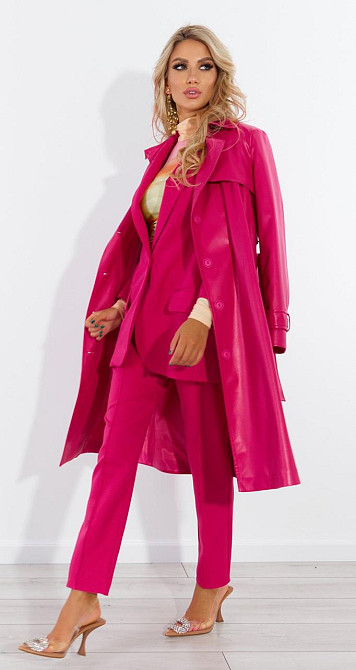 Яскравий тренч з екошкіри Київ - фото 5